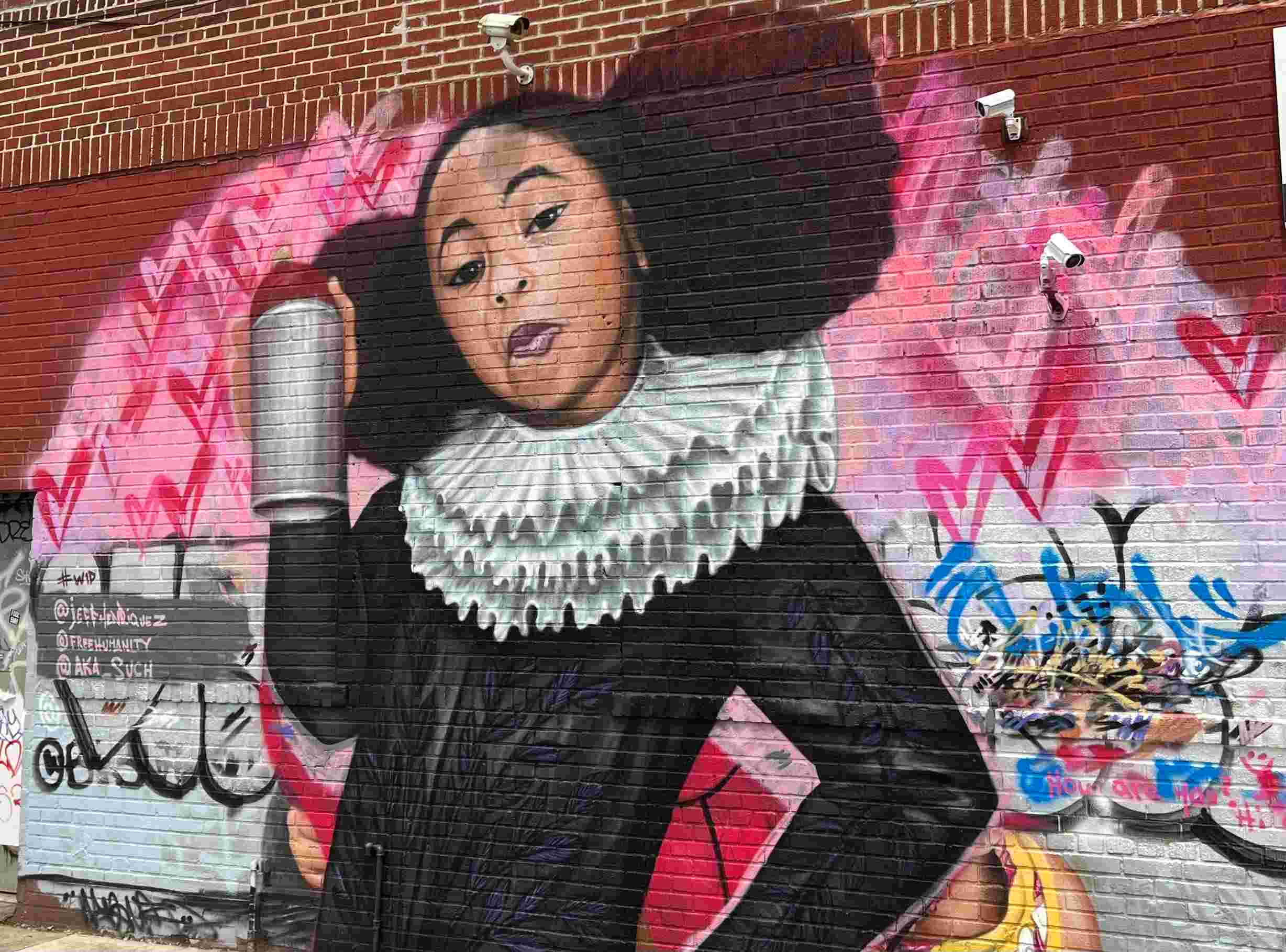 love Graffiti Art girl with spray paint